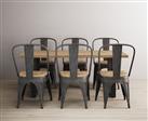 Herringbone 190cm Solid Oak and Metal Dining Table With 6 Herringbone Oak and Metal Chairs