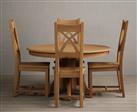 Hertford 120cm Fixed Top Solid Oak Dining Table with 6 Linen Natural Solid Oak Chairs