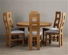 Hertford 120cm Fixed Top Solid Oak Dining Table with 6 Blue Natural Chairs