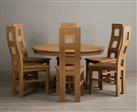 Hertford 120cm Fixed Top Solid Oak Dining Table with 6 Charcoal Grey Natural Chairs