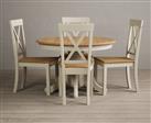 Hertford Oak and Cream Painted Pedestal Extending Dining Table With 4 Brown Hertford Chairs
