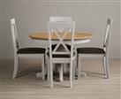 Hertford Oak and Soft White Painted Pedestal Extending Dining Table With 4 Oak Hertford Chairs