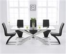 Canova 200cm Glass Dining Table With 6 Grey Aldo Chairs