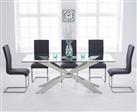 Canova 200cm Glass Dining Table With 8 Black Austin Chairs