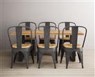 Loft Solid Oak 190cm Dining Table With 8 Oak and Metal Chairs