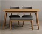 Nordic 150cm Solid Oak Dining Table with 2 Grey Nordic Chairs and 2 Grey Nordic Benches