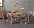 York 150cm Solid Oak Dining Table With 8 Light Grey Orson Fabric Chairs