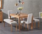 York 150cm Solid Oak Dining Table Lila Large Grey Benches and Lila Chairs