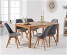 Oxford 150cm Solid Oak Dining Table With 6 Grey Orson Velvet Chairs