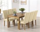Oxford 150cm Solid Oak Dining Table With 6 Cream Olivia Chairs