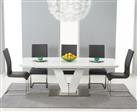 Extending Palermo 180cm White High Gloss Dining Table with 4 Grey Austin Chairs