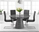 Ravello 130cm Round Grey Marble Dining Table With 4 Black Austin Chairs