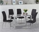 Seattle 120cm Light Grey High Gloss Dining Table with 6 Grey Enzo Chairs