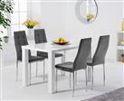 Seattle 120cm White High Gloss Table with 6 Grey Angelo Velvet Chairs