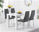 Seattle 120cm White High Gloss Dining Table with 6 Grey Angelo Chairs