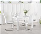 Seattle 120cm White High Gloss Dining Table with 6 White Vigo Chairs