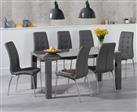 Seattle 160cm Dark Grey High Gloss Dining Table with 6 Black Enzo Chairs