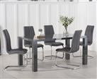 Seattle 160cm Dark Grey High Gloss Dining Table with 4 Grey Gianni Chairs