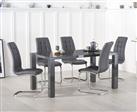 Seattle 160cm Dark Grey High Gloss Dining Table with 6 Grey Vigo Chairs