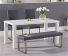 Seattle 160cm White High Gloss Dining Table with 2 Grey Austin Chairs with 2 Grey Benches