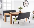 Thetford 150cm Oak Dining Table with 2 Grey Benches