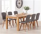Thetford 150cm Oak Dining Table with 4 Grey Ruben Chairs