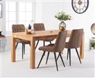 Thetford 180cm Oak Table With 6 Brown Larson Faux Leather Chairs