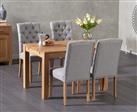 Thetford 120cm Solid Oak Dining Table With 6 Grey Isabella Fabric Chairs