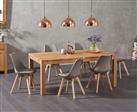 Verona 150cm Solid Oak Dining Table With 8 Mink Orson Faux Leather Chairs