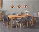 Extending Verona 150cm Solid Oak Dining Table With 8 Dark Grey Orson Fabric Chairs
