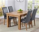 Extending Yateley 130cm Oak Dining Table With 4 Grey Olivia Chairs
