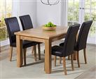 Extending Yateley 130cm Oak Dining Table With 4 Black Olivia Chairs