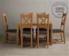 York 120cm Solid Oak Dining Table With 4 Charcoal Grey X Back Chairs