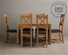 York 120cm Solid Oak Dining Table With 4 Brown X Back Chairs
