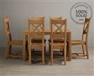 York 120cm Solid Oak Dining Table With 4 Oak X Back Chairs