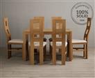 York 120cm Solid Oak Dining Table With 4 Linen Flow Back Chairs