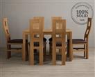 York 120cm Solid Oak Dining Table With 4 Brown Flow Back Chairs