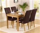 York 120cm Solid Oak Dining Table With 6 Brown Olivia Chairs
