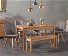 York 120cm Solid Oak Dining Table With 4 Mink Orson Faux Leather Chairs And 2 York Benches