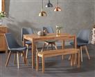 York 120cm Solid Oak Dining Table With 4 Dark Grey Orson Faux Leather Chairs And 2 York Benches