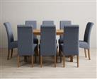 York 120cm Solid Oak Dining Table with 6 Charcoal Grey Scroll Back Chairs