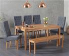 York 150cm Solid Oak Dining Table With 4 Grey Maya Fabric Chairs And 2 York Benches