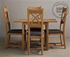 Extending York 70cm Solid Oak Dining Table With 4 Charcoal Grey X Back Chairs