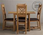 Extending York 70cm Solid Oak Dining Table With 4 Brown X Back Chairs