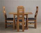 Extending York 70cm Solid Oak Dining Table With 4 Linen Flow Back Chairs