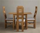 Extending York 70cm Solid Oak Dining Table With 4 Light Grey Flow Back Chairs