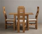 Extending York 70cm Solid Oak Dining Table With 4 Blue Flow Back Chairs
