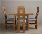 Extending York 70cm Solid Oak Dining Table With 4 Brown Flow Back Chairs