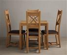 York 80cm Solid Oak Dining Table With 4 Oak X Back Chairs
