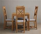 York 80cm Solid Oak Dining Table With 4 Blue X Back Chairs